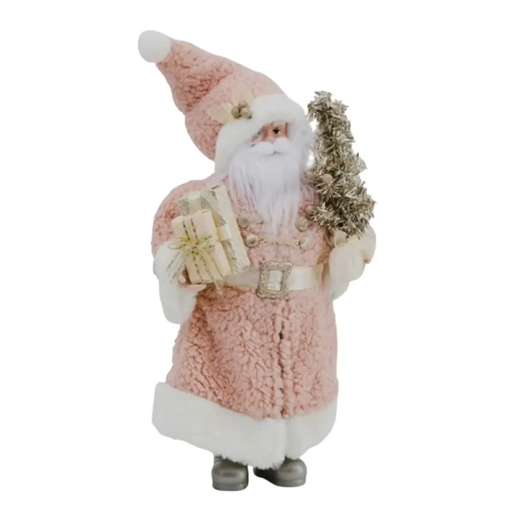 Christmas Santa Figurine 18in Pink Gold and Silver 34th & Pine Holiday Decor New
